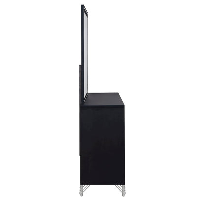 Ava 2-Piece Wood Dresser and Mirror Set in Ebony Black