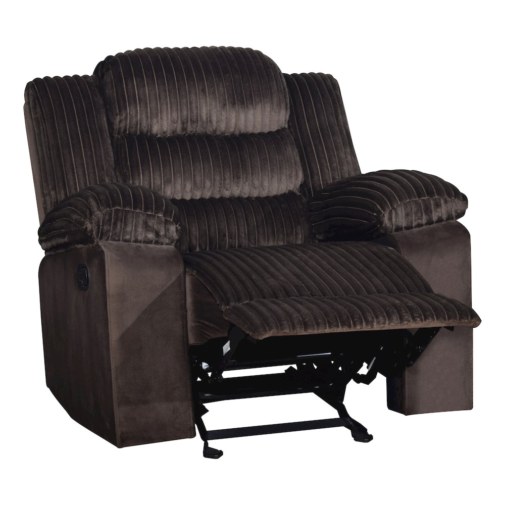Willow Wood & Fabric Glider Recliner in Brown