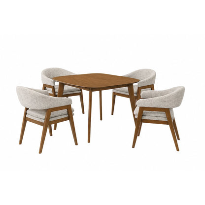 Miller 5-Pc Wood Square Dining Set w Arm Chairs in Walnut