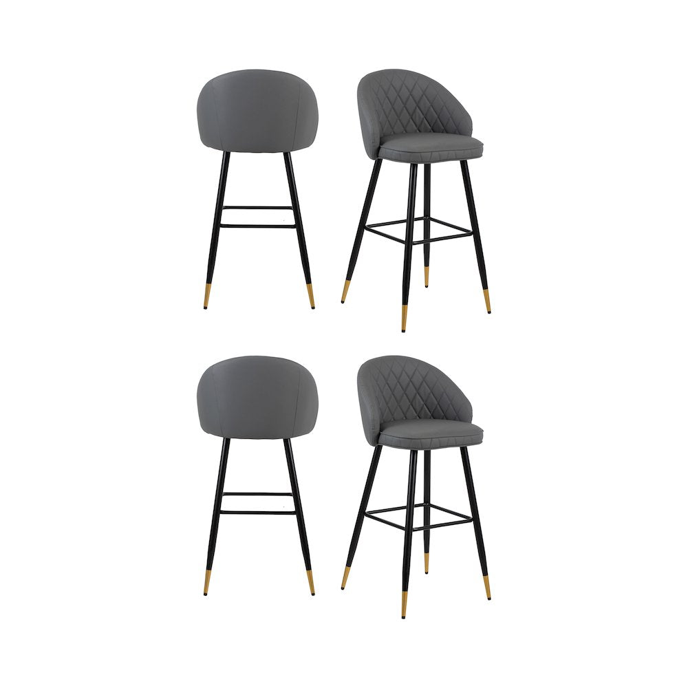 New Classic Furniture Oliver Vegan Leather Bar Chair in Gray (Set of 4)
