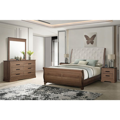 Coventry Hall 5Pc Wood King Bedroom Set, 2 Nightstands in Pecan