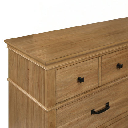 Sunstone Wood 6-Drawer Dresser in Honey