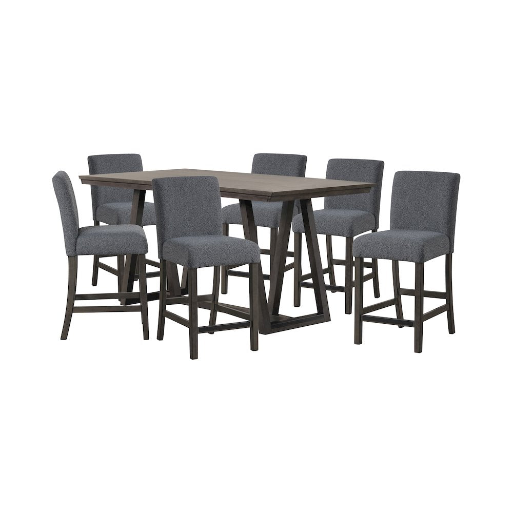High Line 7-Piece Wood Rectangular Counter Table Set, Gray