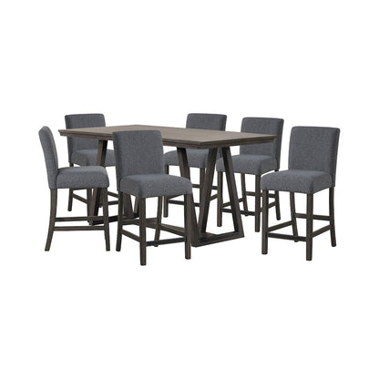 High Line 7-Piece Wood Rectangular Counter Table Set, Gray