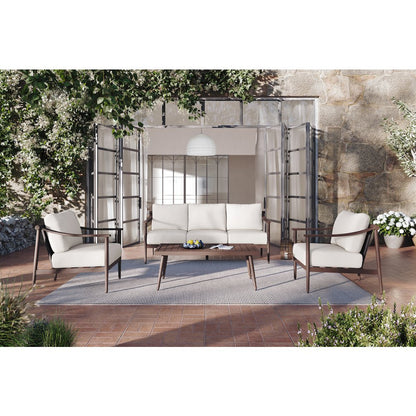 Moana 4 Pc Set - Sofa, 2 Club Chairs, Coffee Table-Ivory