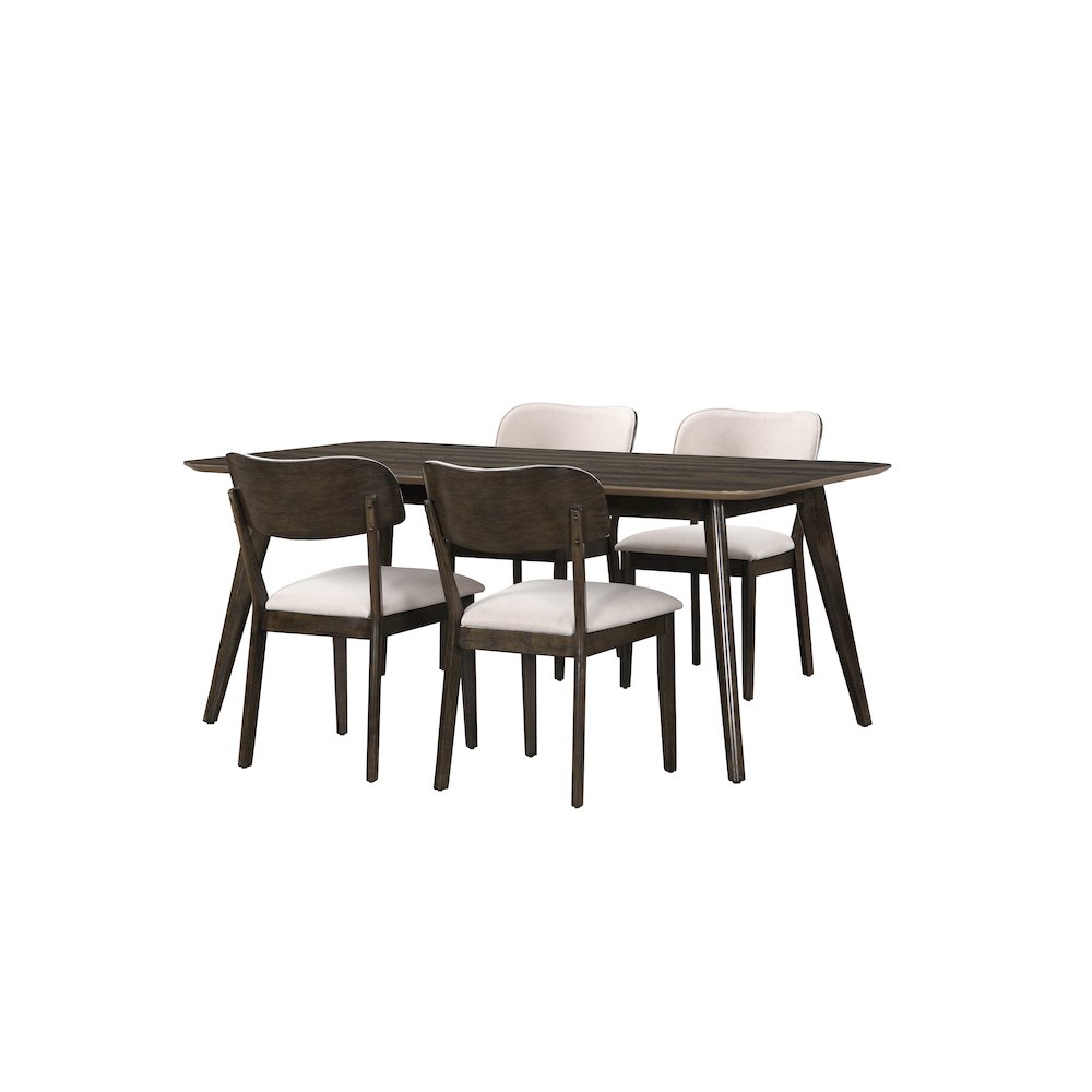 Rex 5-Piece Wood Rectangle Dining Set, Walnut