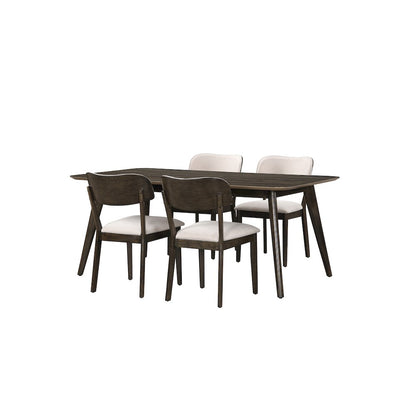 Rex 5-Piece Wood Rectangle Dining Set, Walnut