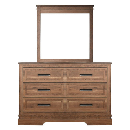 Coventry Hall 2-Piece Wood Dresser and Mirror Set in Pecan