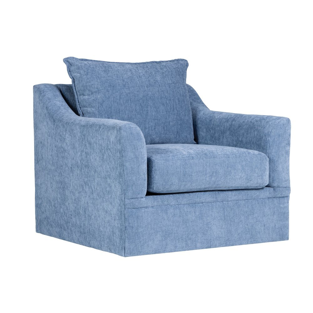 Sylvie Fabric Swivel Chair in Blue Slate (Set of 2)