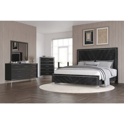 Ava 4-Pc Wood King Bedroom Set with Chest in Ebony Black