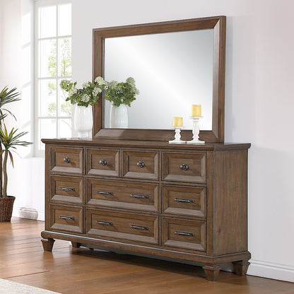 Mariana 2-Piece Wood Dresser with Mirror, Vintage Mocha