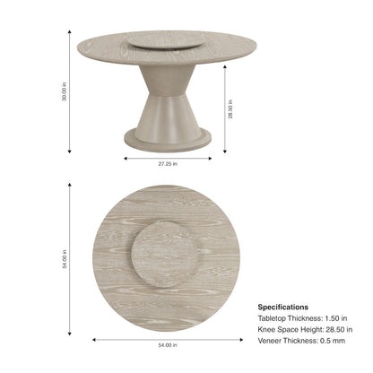 Gwendolyn 5-Pc Wood Round Dining Set w Arm Chairs in Taupe