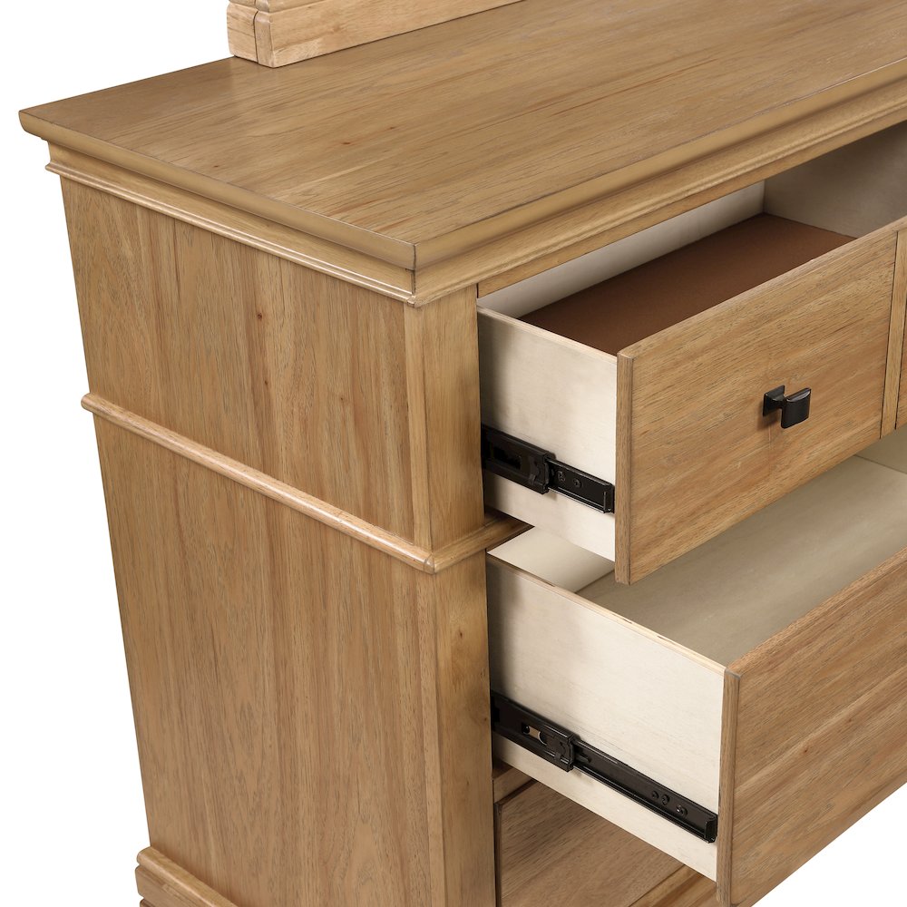 Sunstone 2-Piece Wood Dresser and Mirror Set in Honey