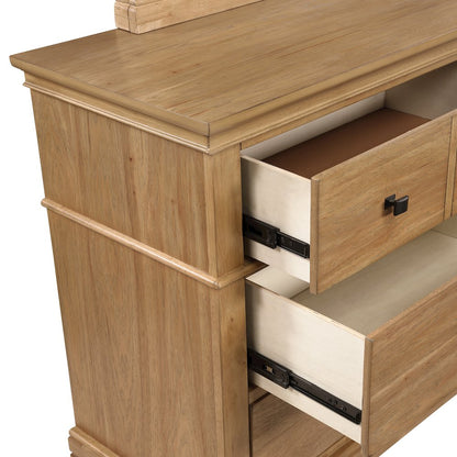 Sunstone 2-Piece Wood Dresser and Mirror Set in Honey