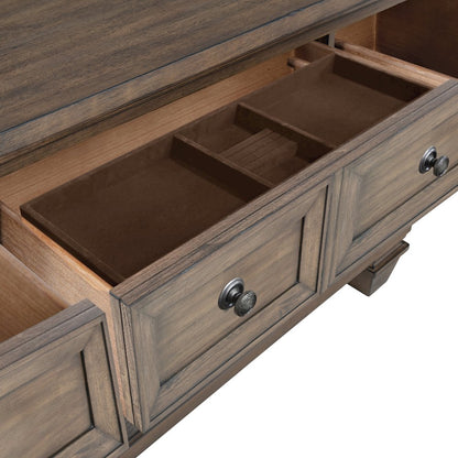 Mariana 2-Piece Wood Dresser with Mirror, Vintage Mocha