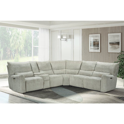 Remsen 3-Piece Polyester Fabric Power Sectional in Latte