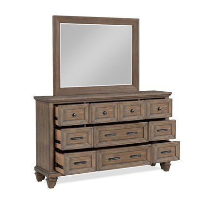 Mariana 2-Piece Wood Dresser with Mirror, Vintage Mocha