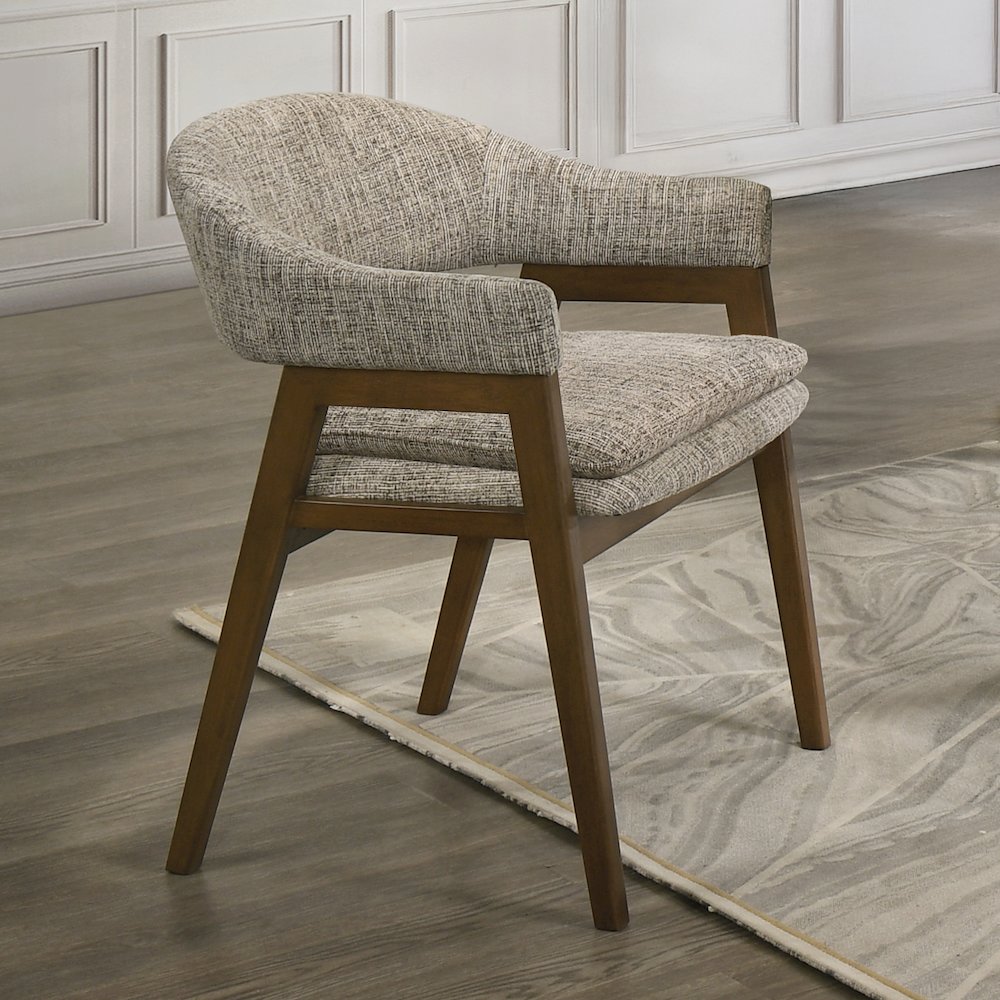 Miller Wood and Fabric Arm Chair in Walnut (Set of 2)