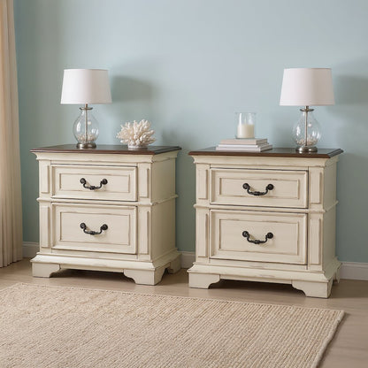 Anastasia Wood Nightstand in Ant. White (Set of 2)
