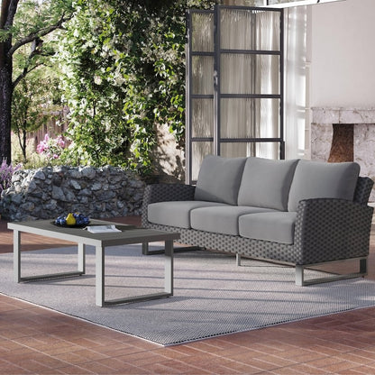 Fiji 2 Pc Sofa And Slat Top Coffee Table Set-Gray