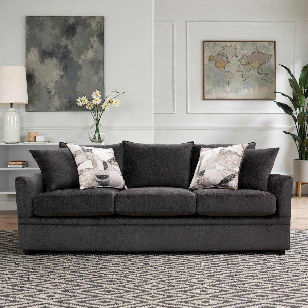 Sylvie Polyester Upholstered Sofa in Dark Gray