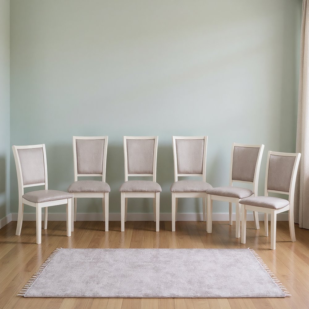 Amy Wood Dining Chair in Bisque (Set of 6)