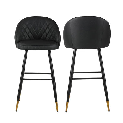 Oliver Vegan Leather Bar Chair in Black (Set of 2)