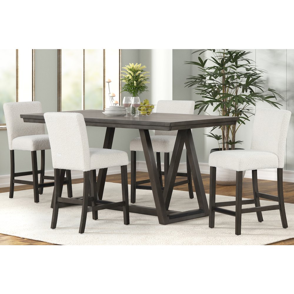 High Line 5-Pc Wood Rectangular Counter Table Set,White