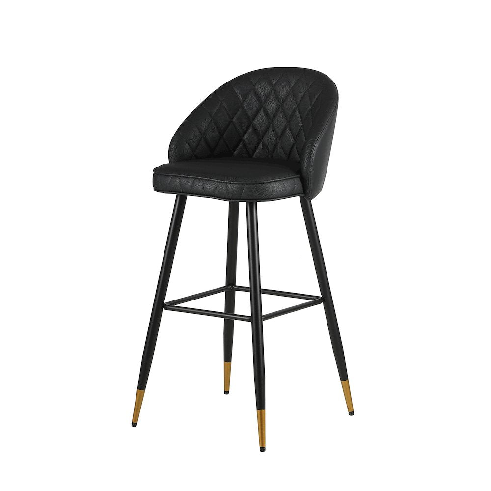 Oliver Vegan Leather Bar Chair in Black (Set of 2)