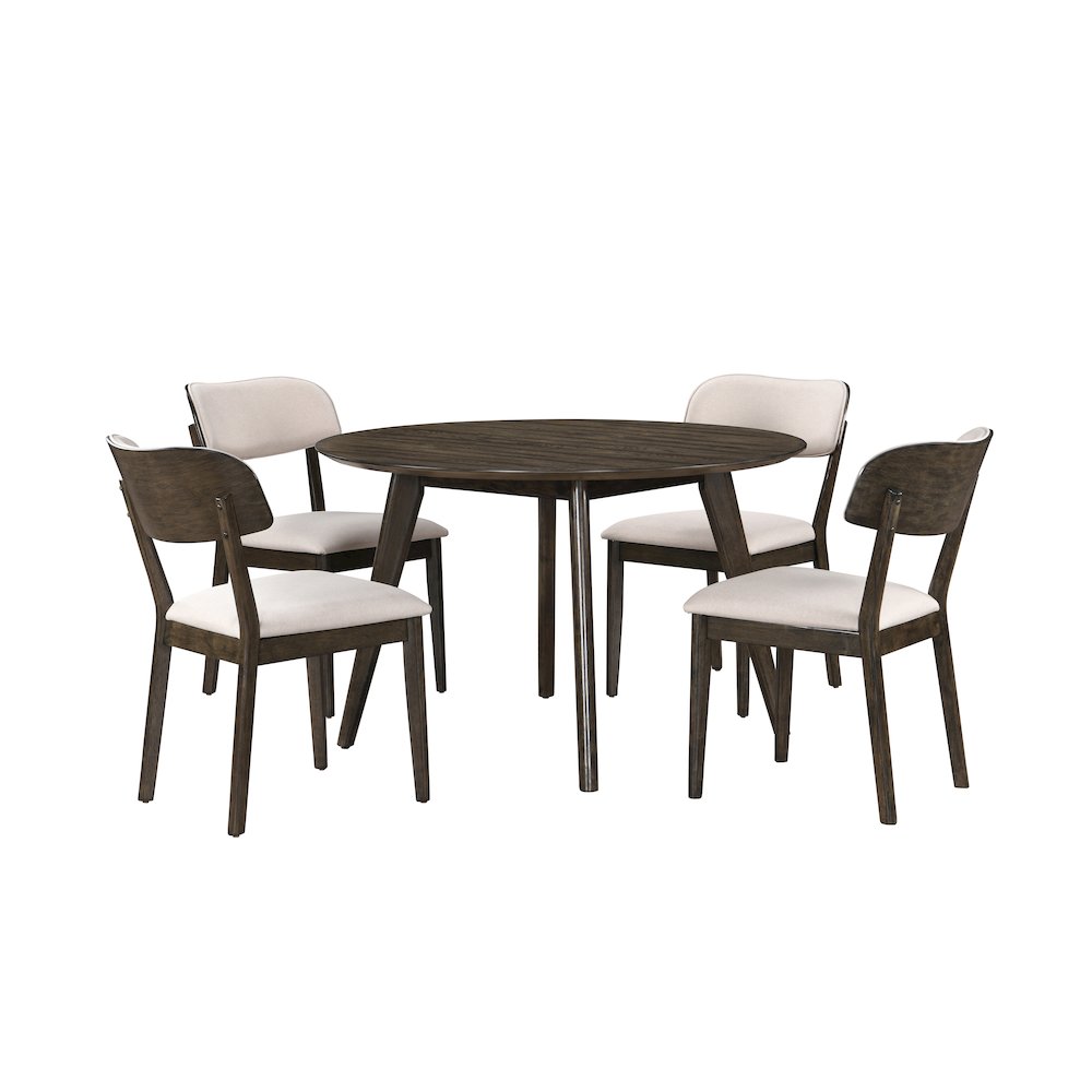 Rex 5-Piece Wood Round Dining Set, Walnut