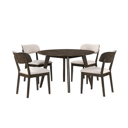 Rex 5-Piece Wood Round Dining Set, Walnut