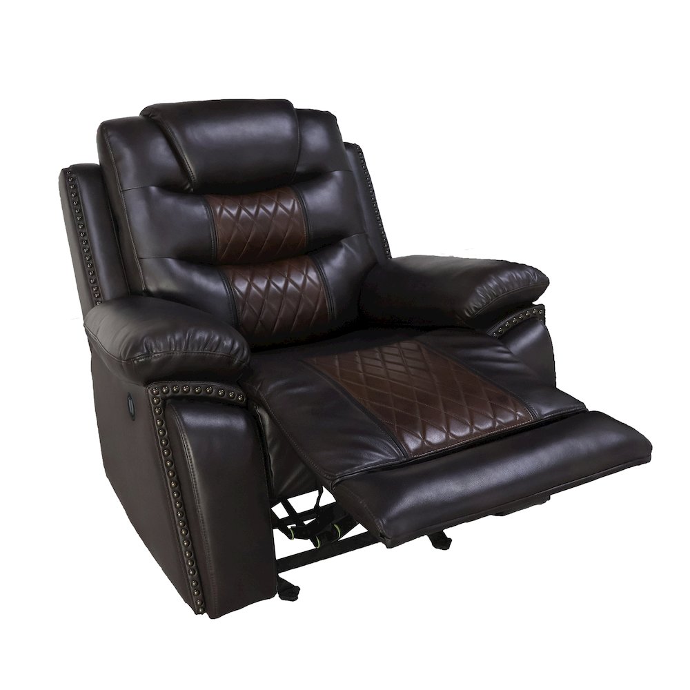 Nikko 3-Piece Faux Leather Power Living Room Set, Brown