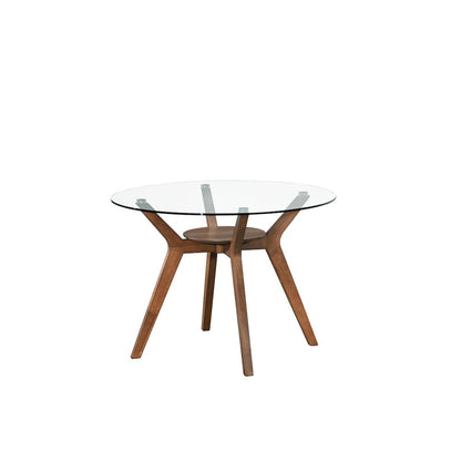 Oscar 5-Piece Wood Round Dining Table Set in Walnut/Teal
