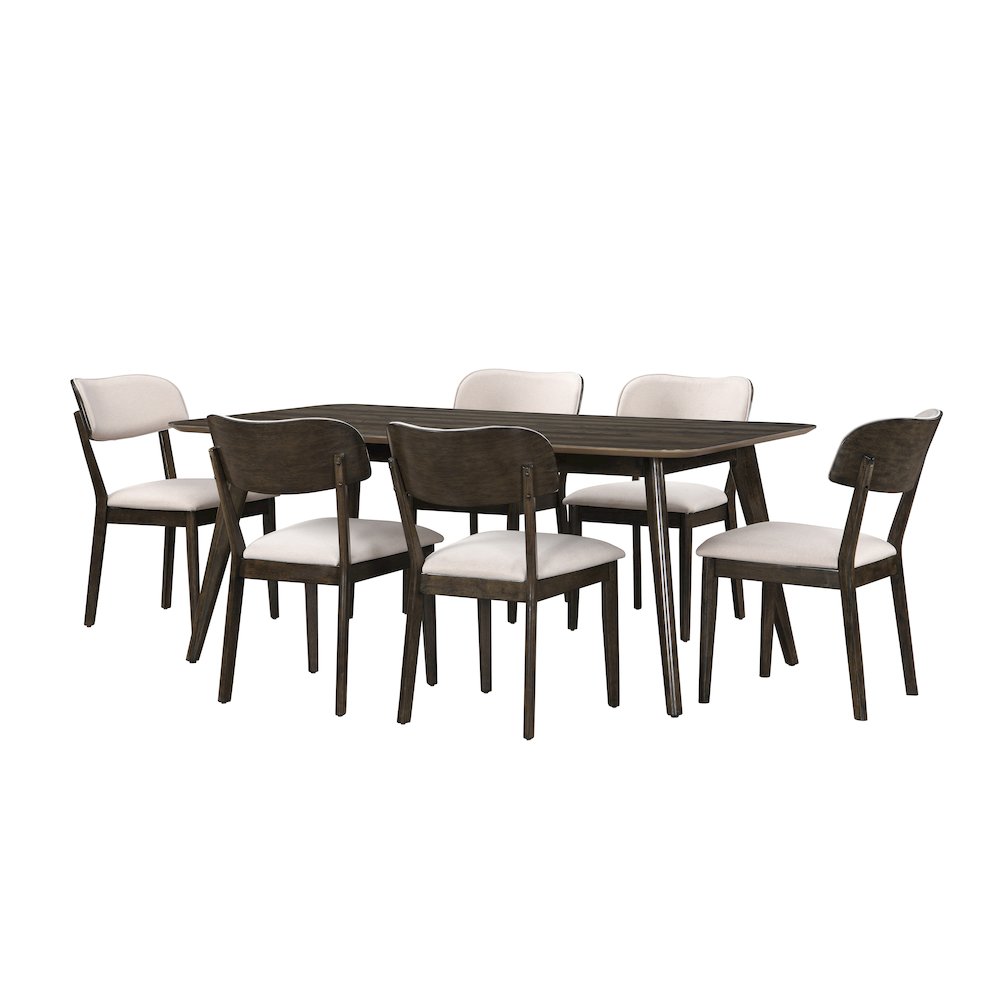Rex 7-Piece Wood Rectangle Dining Set, Walnut