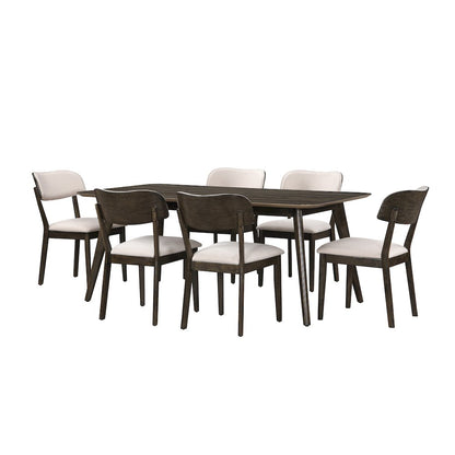 Rex 7-Piece Wood Rectangle Dining Set, Walnut