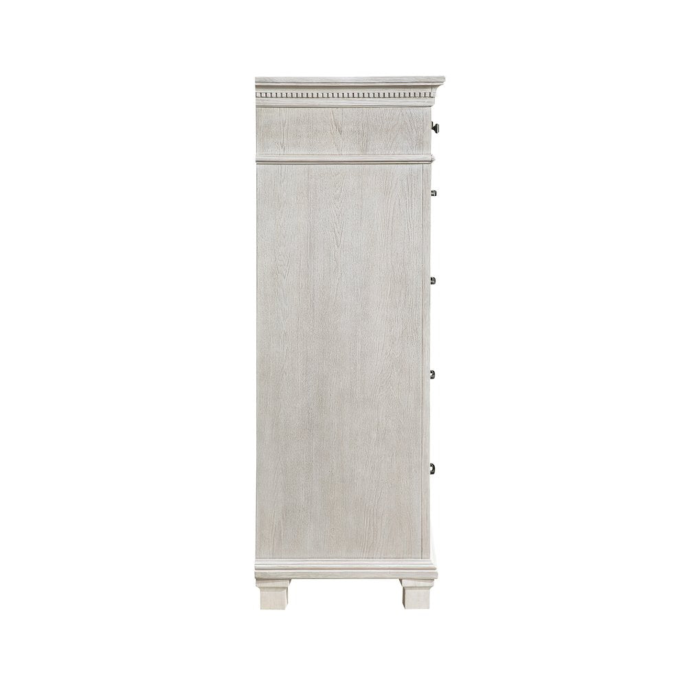 Silver Sands Wood 5-Drawer Chest in Gray