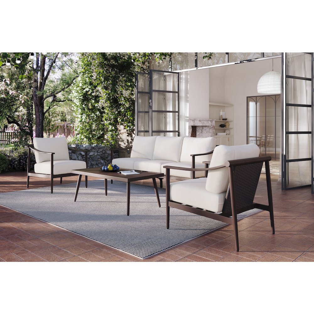 Moana 4 Pc Set - Sofa, 2 Club Chairs, Coffee Table-Ivory