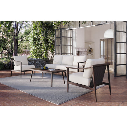 Moana 4 Pc Set - Sofa, 2 Club Chairs, Coffee Table-Ivory