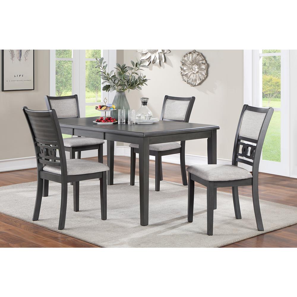 Gia 5-Piece 60" Wood Rectangle Dining Set with 4 Chairs in Gray
