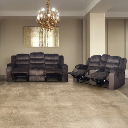 Willow 2-Piece Wood & Fabric Living Room Set in Brown