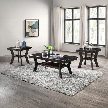 Gia 3-Piece Wood Occasional Table Set in Brown