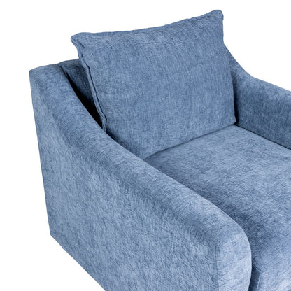 Sylvie Fabric Swivel Chair in Blue Slate (Set of 2)