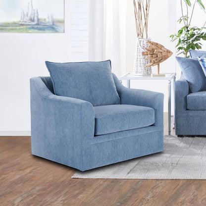 Sylvie Blue Slate Polyester Fabric Accent Swivel Chair