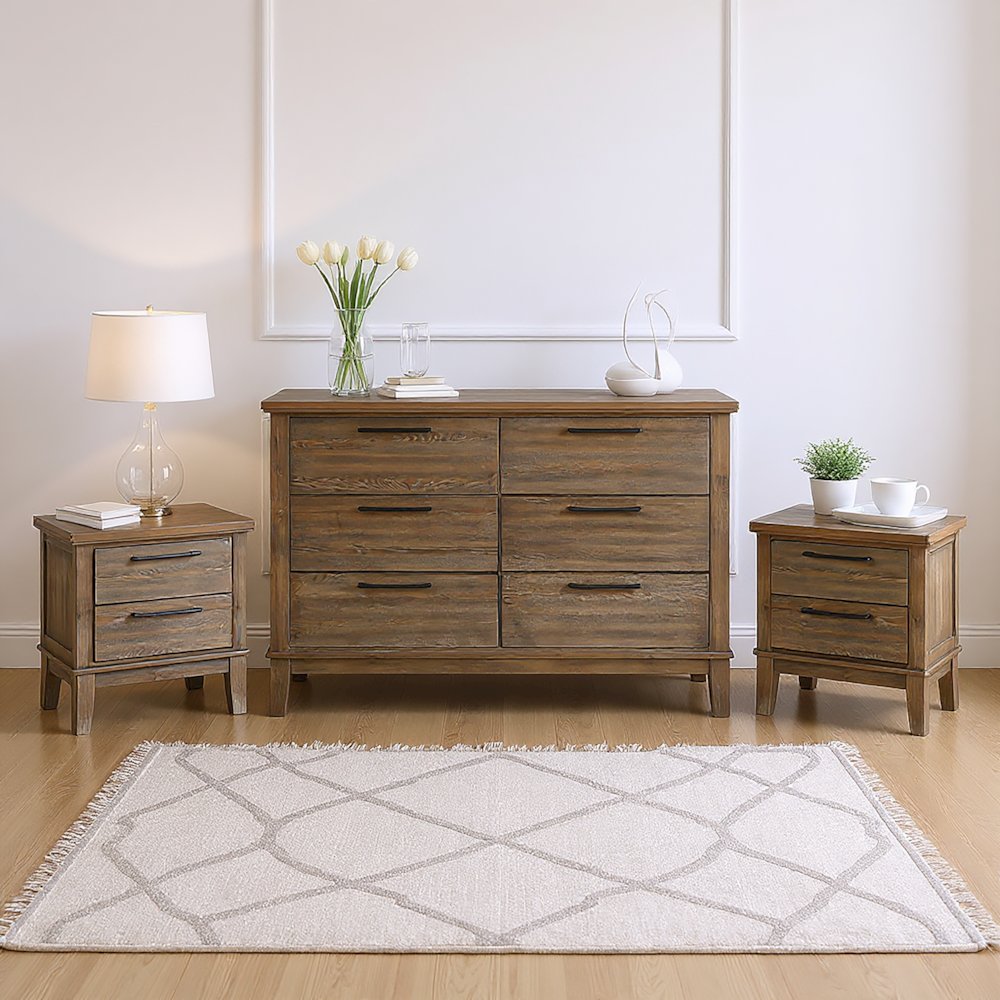 Cagney 3-Pc Wood Bedroom Set with Dresser in Vintage