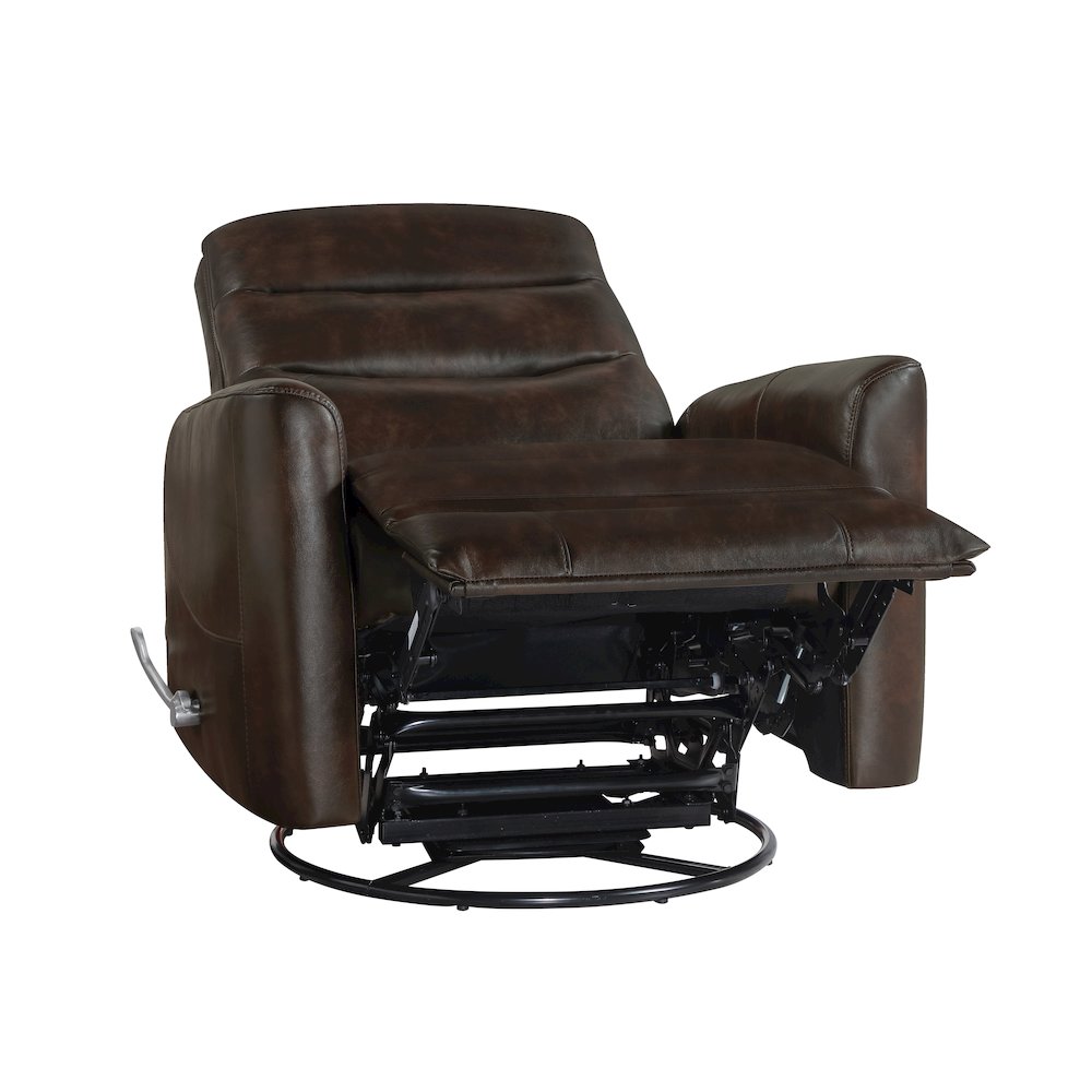 Takami Faux Leather Swivel Recliner, Brown