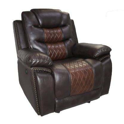 Nikko 3-Piece Faux Leather Power Living Room Set, Brown