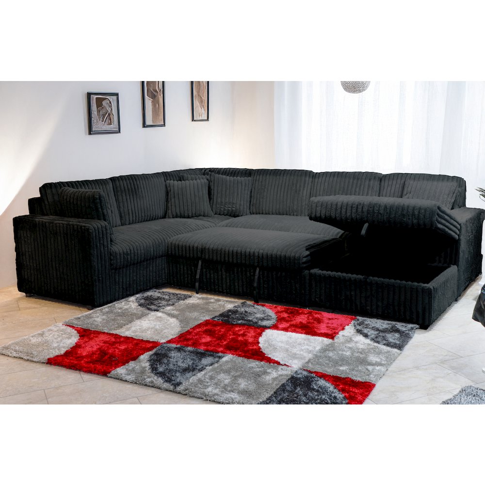 Bliss 5-Piece Fabric Upholstered Sectional in Black