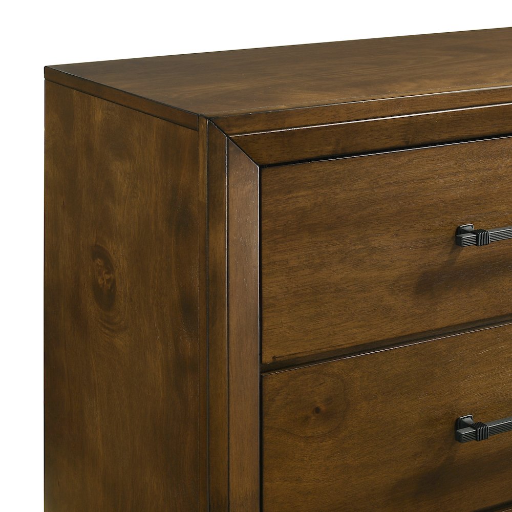 Ballard Wood 5-Drawer Chest in Walnut Brown