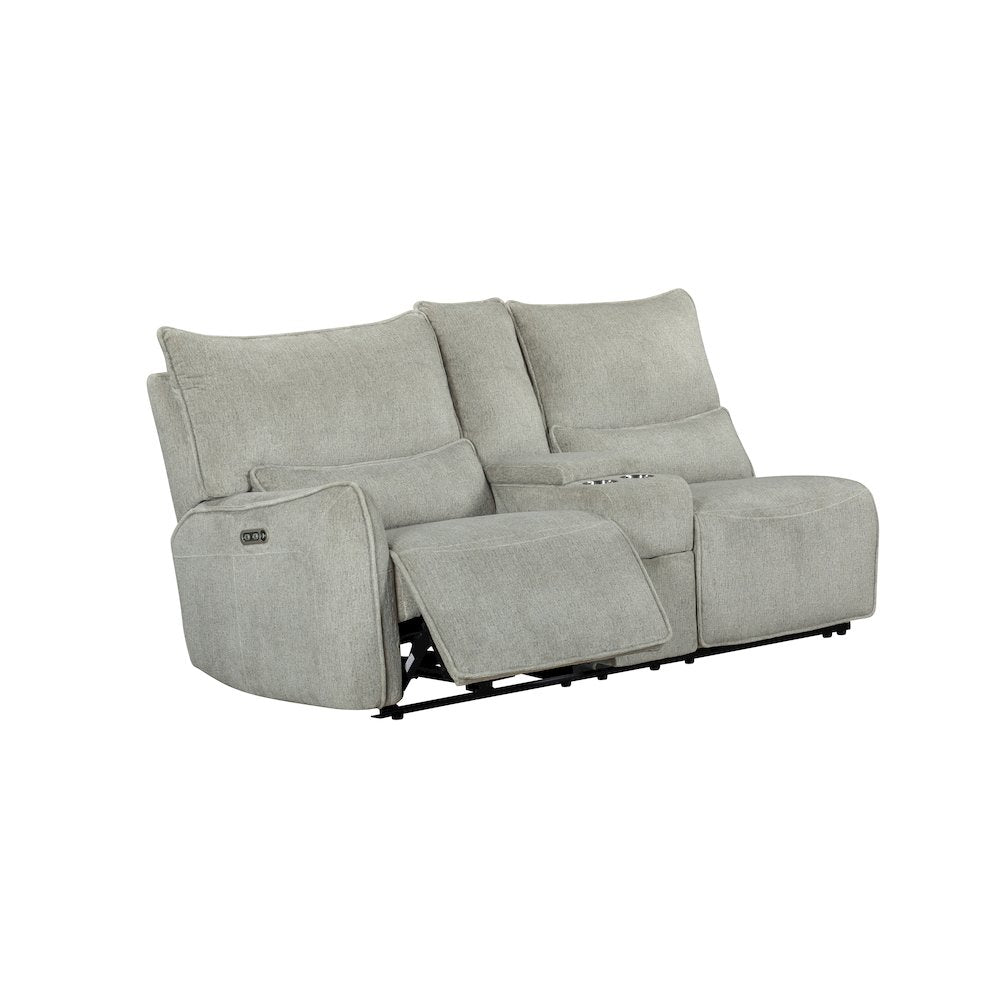 Remsen 3-Piece Polyester Fabric Power Sectional in Latte
