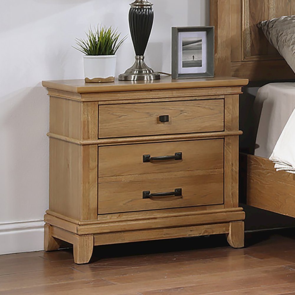 Sunstone Wood 3-Drawer Nightstand in Honey